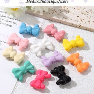 20pcs Color Bowknot Beads, Acrylic Bow Beads Pendant, DIY Bracelet Necklace Earring Jewelry Findings Craft