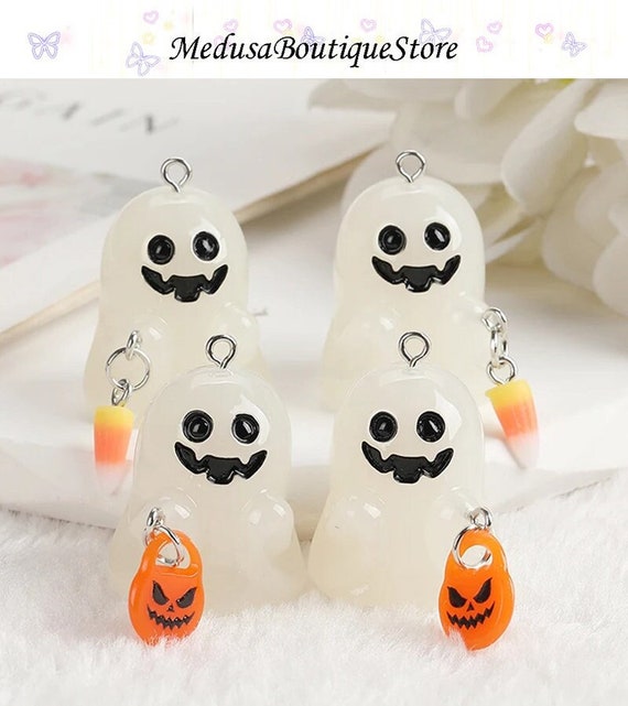 5pcs Ghost Charms, Pumpkin Ghost Pendant, Glow in Dark Halloween
