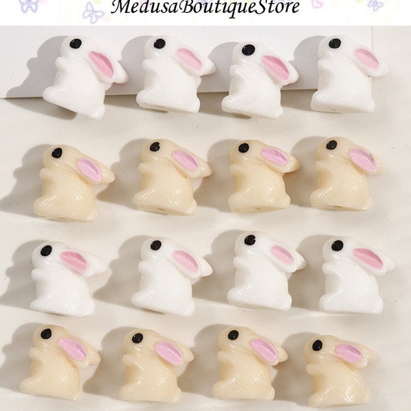 5pcs Rabbit Beads, Cute Animal Resin Beads Pendant, DIY Jewelry Accessories, Bracelet Necklace Earring Craft Supplies