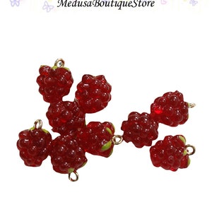 5 pièces breloques raisin framboise, pendentif breloques fruits en résine, accessoires de bijoux à bricoler soi-même, bracelet collier boucle d'oreille résultats fournitures d'artisanat image 5