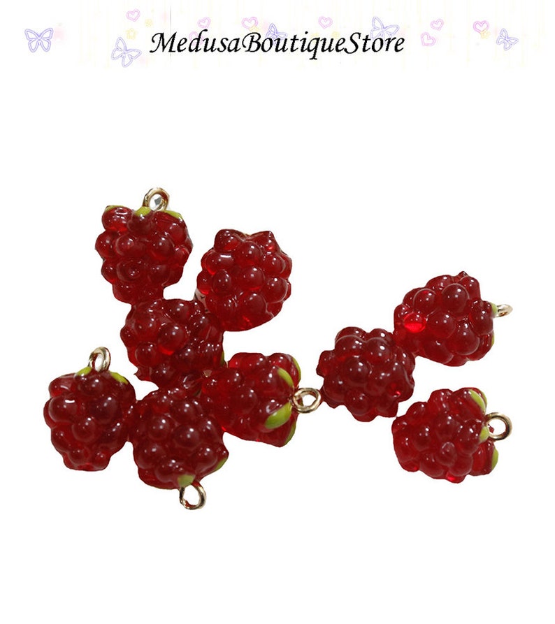 5 pièces breloques raisin framboise, pendentif breloques fruits en résine, accessoires de bijoux à bricoler soi-même, bracelet collier boucle d'oreille résultats fournitures d'artisanat image 5