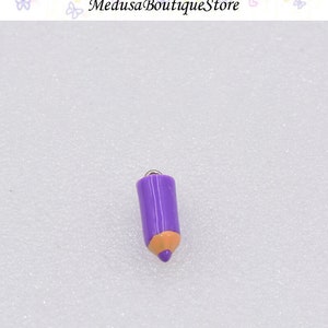 10pcs Pencil Charms, Pencil Resin Pendant, DIY Bracelet Necklace Earring Jewelry Findings Craft Purple