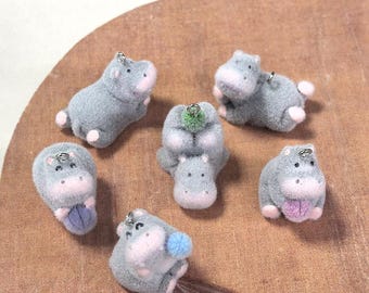 5pcs Resin Hippopotamus Charms: DIY Jewelry Findings