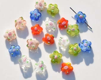 5Pcs Flower Glass Beads, Flower Beads, Flower Charms, DIY Jewelry Accessories For Bracelet Necklace Earring Jewelry