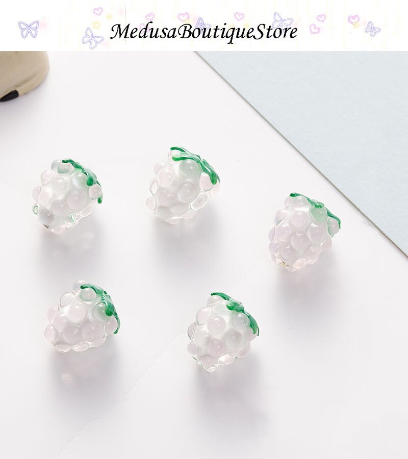 5pcs Raspberry Glass Beads, Raspberry Bead Pendant, DIY Bracelet ...