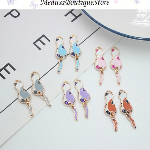 5pcs Cat with Swinging Tails Charms, Cat Pendant, Alloy Charms Pendant, DIY Bracelet Necklace Earring Jewelry Findings Craft