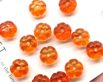 20pcs Pumpkin Glass Beads, Pumpkin Beads Pendant, Plant Beads, DIY Jewelry Accessories For Bracelet Necklace Earring Jewelry