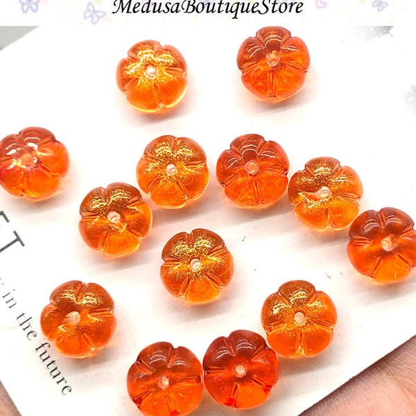 20pcs Pumpkin Glass Beads, Pumpkin Beads Pendant, Plant Beads, DIY Jewelry Accessories For Bracelet Necklace Earring Jewelry