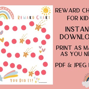 Reward Chart for Kids | Behavior Chart | Toddler Reward Chart | Potty Training Chart | Sleep Reward Chart | Rainbow Reward Chart for Girls