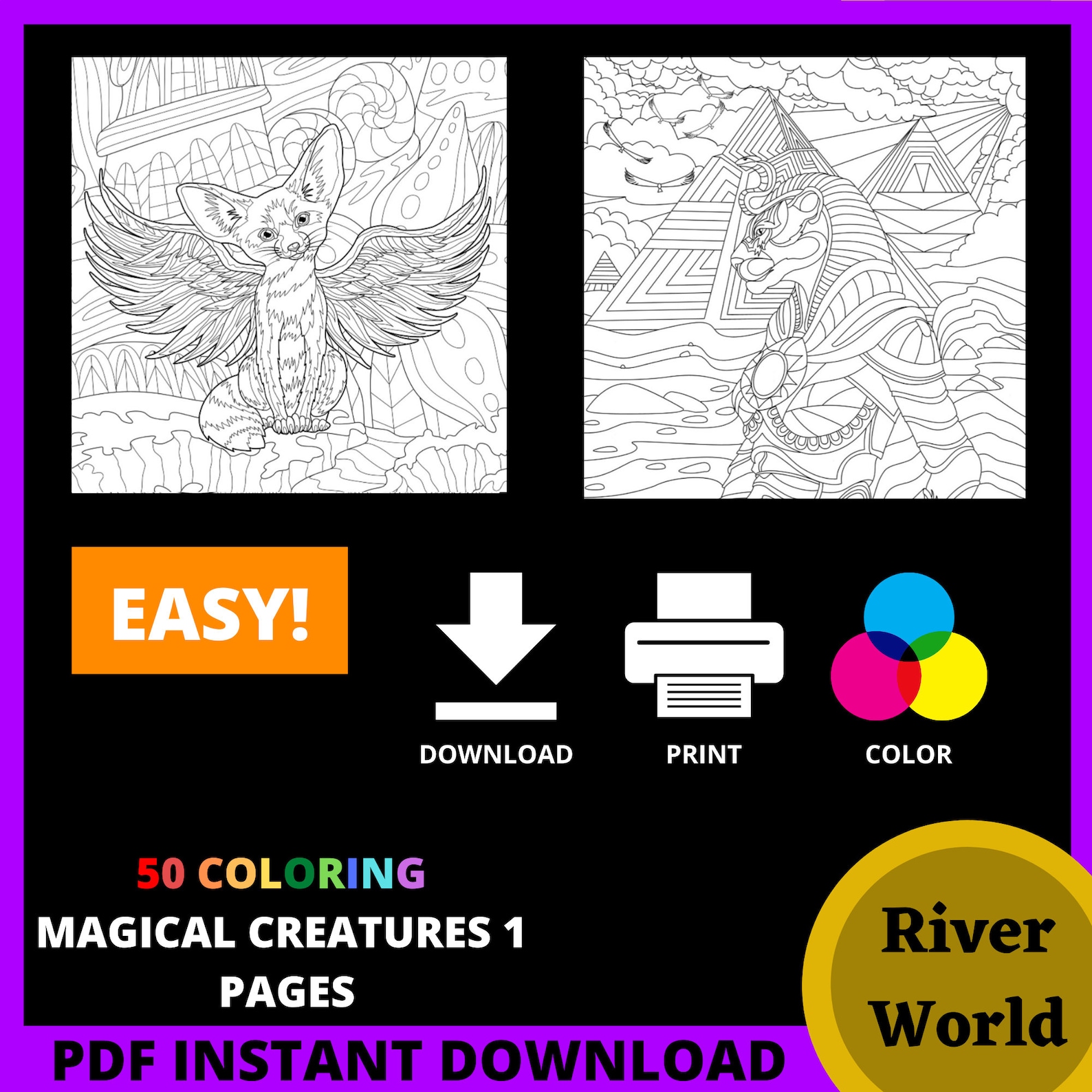 50 Magical Creatures 1 Coloring Pages / Printable Coloring Etsy
