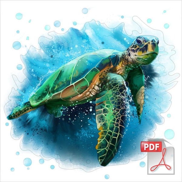 Deep Sea Turtle Cross Stitch Pattern | DMC | PDF