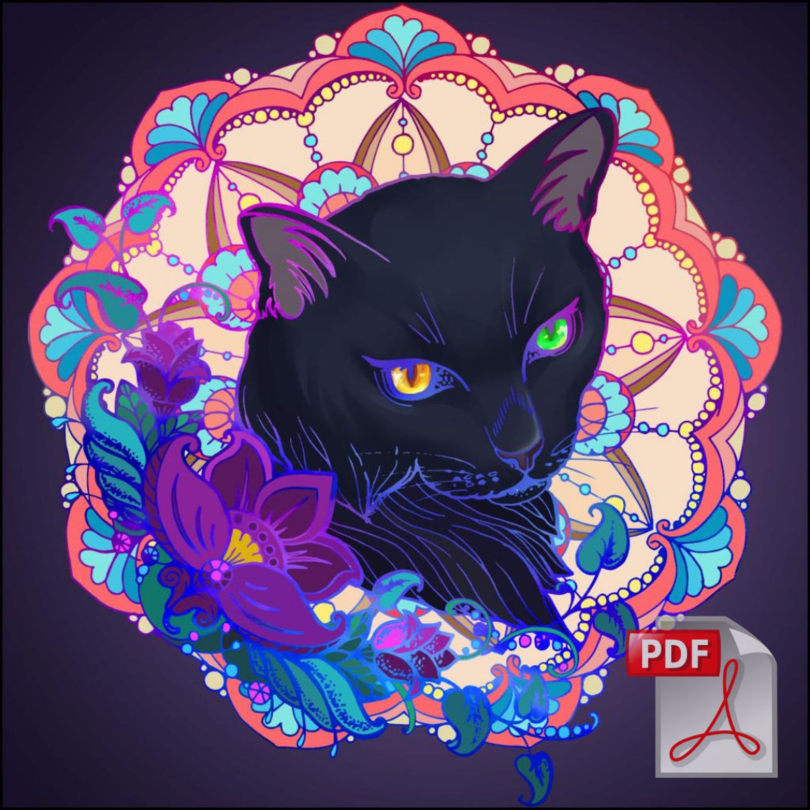 Black Cat Cross Stitch Pattern DMC PDF Etsy