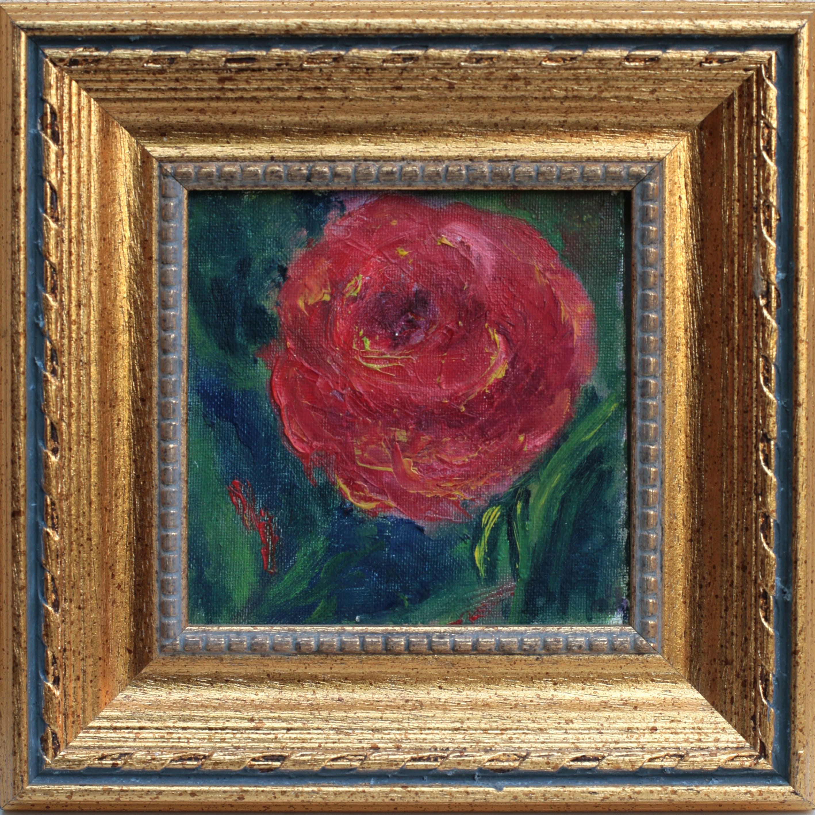 Tableau Floral Décoratif - Peinture à L'huile La Rose Rouge