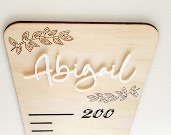 Height chart for kids, Growth chart, Wooden height ruler, Leaf chart