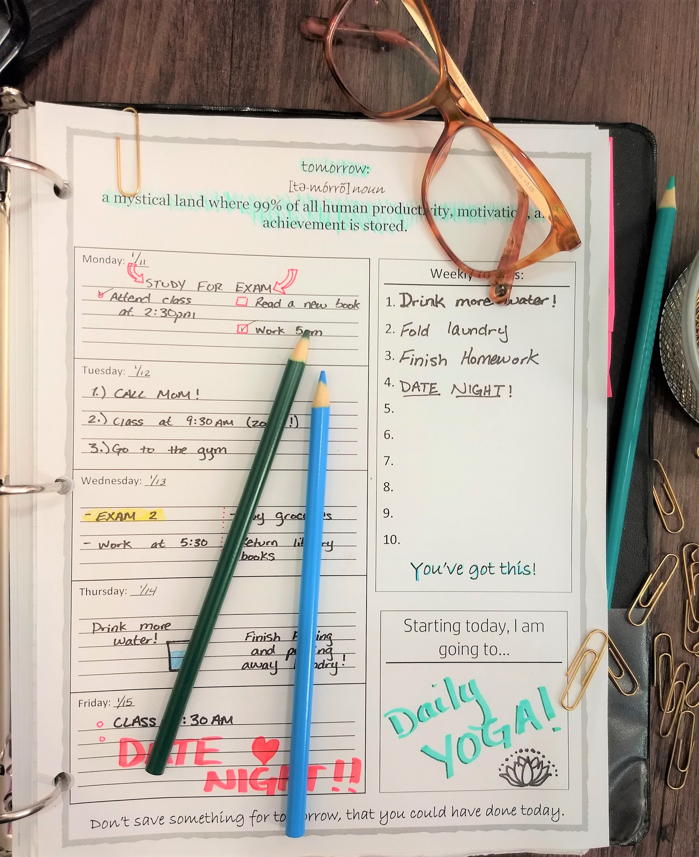 Motivational Weekly Planner Printable PDF Etsy