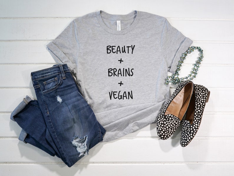 Womens Vegan Plant Based Herbivore Shirt Vegan Shirt Vegetarian Shirt Run on Veggies Shirt Beauty Brains Vegan Shirt
