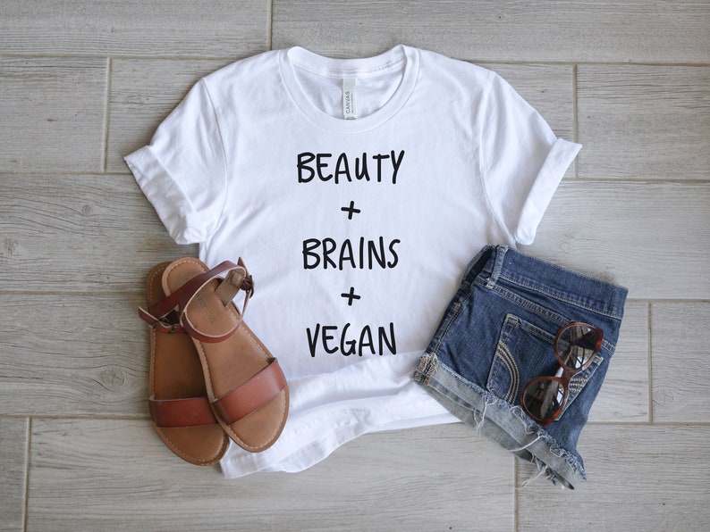 Womens Vegan Plant Based Herbivore Shirt Vegan Shirt Vegetarian Shirt Run on Veggies Shirt Beauty Brains Vegan Shirt