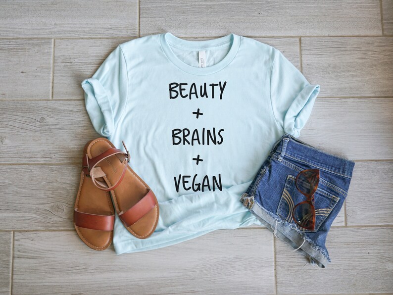 Womens Vegan Plant Based Herbivore Shirt Vegan Shirt Vegetarian Shirt Run on Veggies Shirt Beauty Brains Vegan Shirt