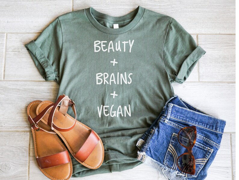Womens Vegan Plant Based Herbivore Shirt Vegan Shirt Vegetarian Shirt Run on Veggies Shirt Beauty Brains Vegan Shirt