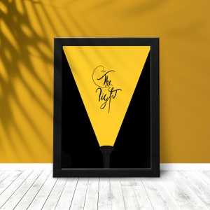 Fackel Kunstdruck - sein das Licht druckbare Kunst, schwarz Hintergrund Freihand Kunst, von Hand gezeichnet Poster, Wand-Dekor, Skizze Plakat, moderne minimalistisch