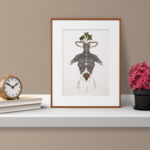 Stein Lady Kunstdruck - druckbare Wandkunst, weiße Bacground, Freihand-Kunst, von Hand gezeichnet Poster, Wand-Dekor, Skizze Poster, moderne minimalistisch