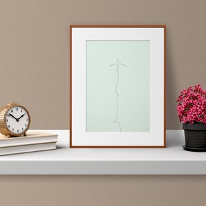 Ebene Kunstdruck - einzelne Linie druckbare Wandkunst, von Hand gezeichnet Poster, eine Linie Wand Dekor, Skizze Plakat, moderne minimalistisch, grünen Hintergrund