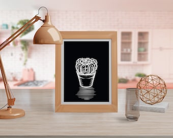 Minimalist Cactus Art Print - Modern Plant Wall Decor (Digital Download)