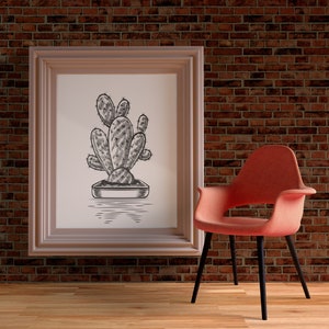 Kaktus Kunstdruck - Natur druckbare Wandkunst, weißer Hintergrund, DigitalDruck Kunst, Poster, Pflanze Wand-Dekor, Poster, moderne minimalistisch