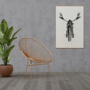 Motorrad Kunstdruck - Motorrad druckbare Wandkunst, Freihand-Kunst, von Hand gezeichnet Poster, Wand-Dekor, Skizze Plakat, moderne minimalistisch