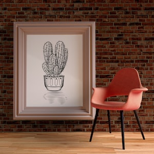 Kaktus Kunstdruck - Natur druckbare Wandkunst, weißer Hintergrund, DigitalDruck Kunst, Poster, Pflanze Wand-Dekor, Poster, moderne minimalistisch