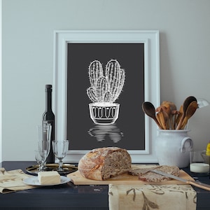 Kaktus Kunstdruck - Natur druckbare Wandkunst, schwarzer Hintergrund, DigitalDruck Kunst, Poster, Pflanze Wand-Dekor, Poster, moderne minimalistisch
