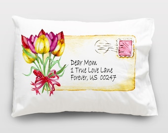 Dear Mom - Special Delivery - Mother's Day Gift - Letter of Love - Flowers - Satin Pillowcase - Microfiber Pillowcase - Gift for Mom -Mother