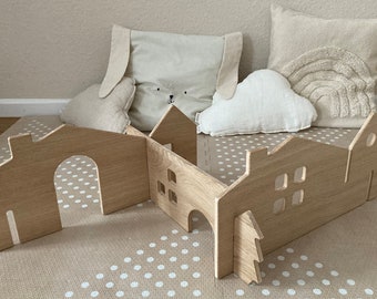 Natural oak playhouse, wooden toys, children's toys