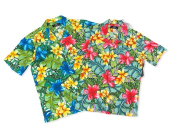 Colorful Watercolor Floral Hawaiian Shirt for Summer Vacation