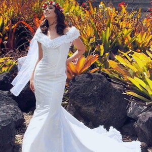 Hawaiian Baby Frill Wedding Dress from Princess Kaiulani Fashions Holomuu, Beach Wedding, Hawaiian style, Made-to-order Style21213 image 3