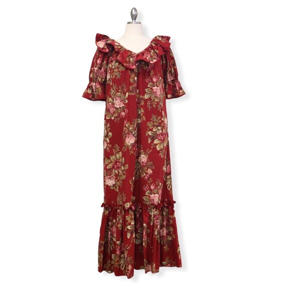 Liberty Print Red Roses Muumuu Dress 8631 Etsy Singapore