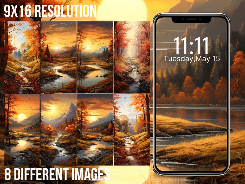 8 iPhone Lockscreen, Landscape Wallpaper Bundle, Set of Lockscreen for
