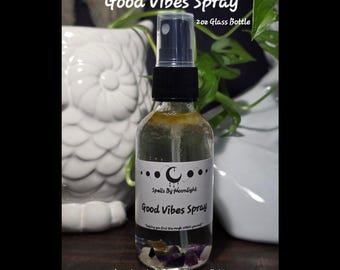 Good Vibes Spray Crystal Infused Smudge Spray Cleansing Spray Protection Spray Intention Spray Witchy Gift