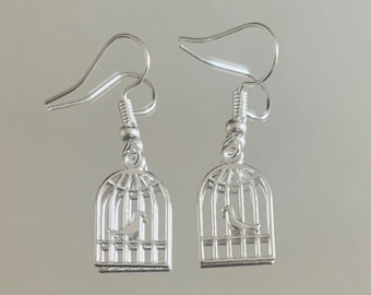 Nature Theme Earrings for Women Bird Cage Jewelry Nature Theme Jewelry Nature Theme Gift For Girls Painted Bird Cage Earrings