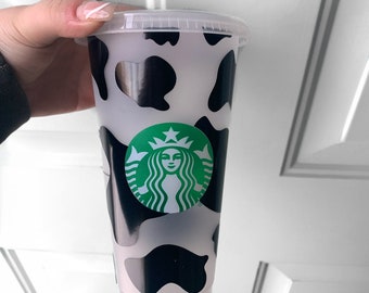 Coupe Starbucks custom d’impression de vache, tasse froide réutilisable personnalisée