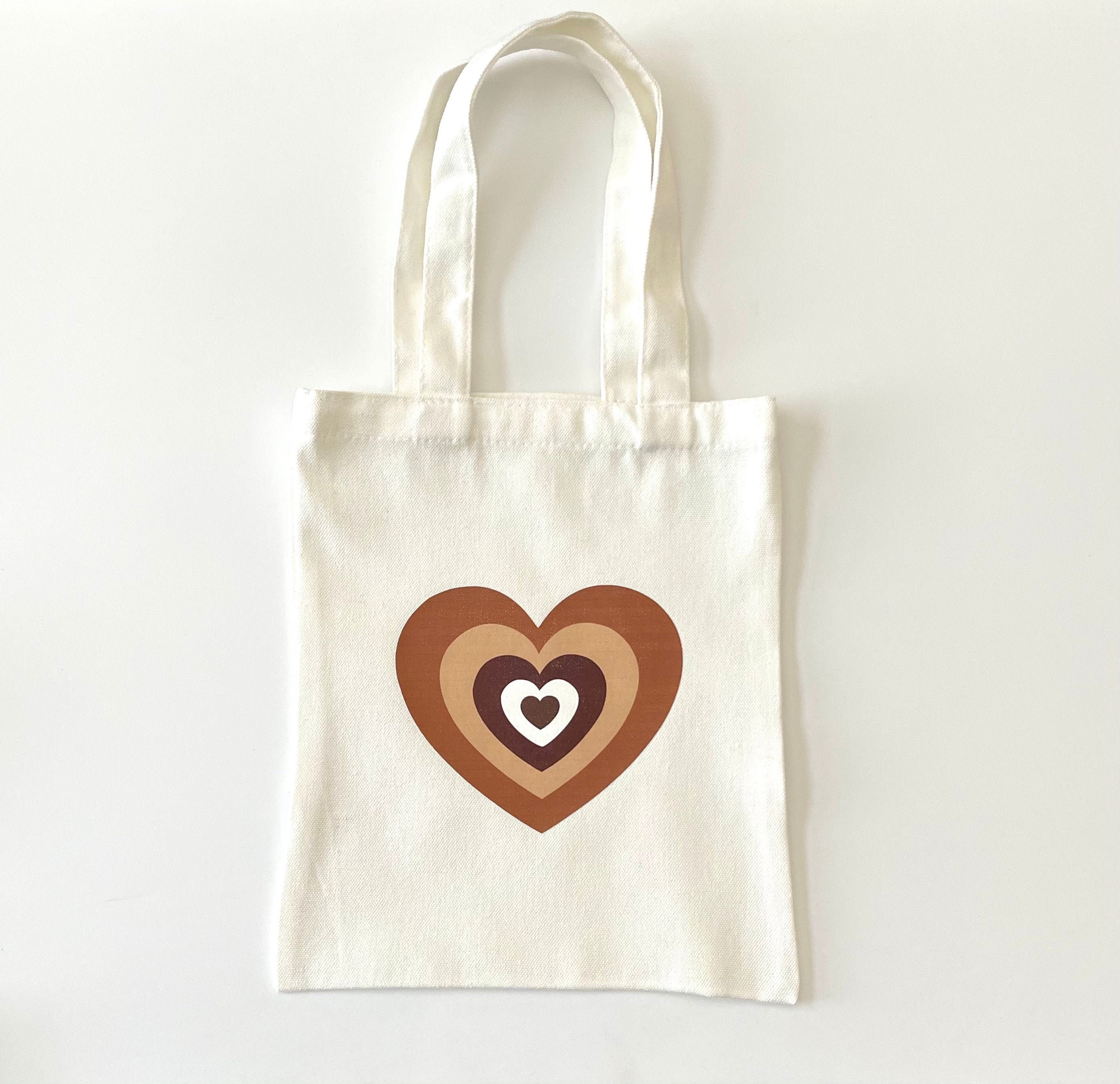 Mini Brown Heart Tote Bags | Etsy