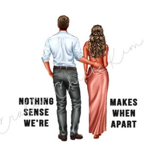 Nada tiene sentido cuando estamos separados a una pareja amorosa del Día de San Valentín Archivos PNG para sublimación y elaboración