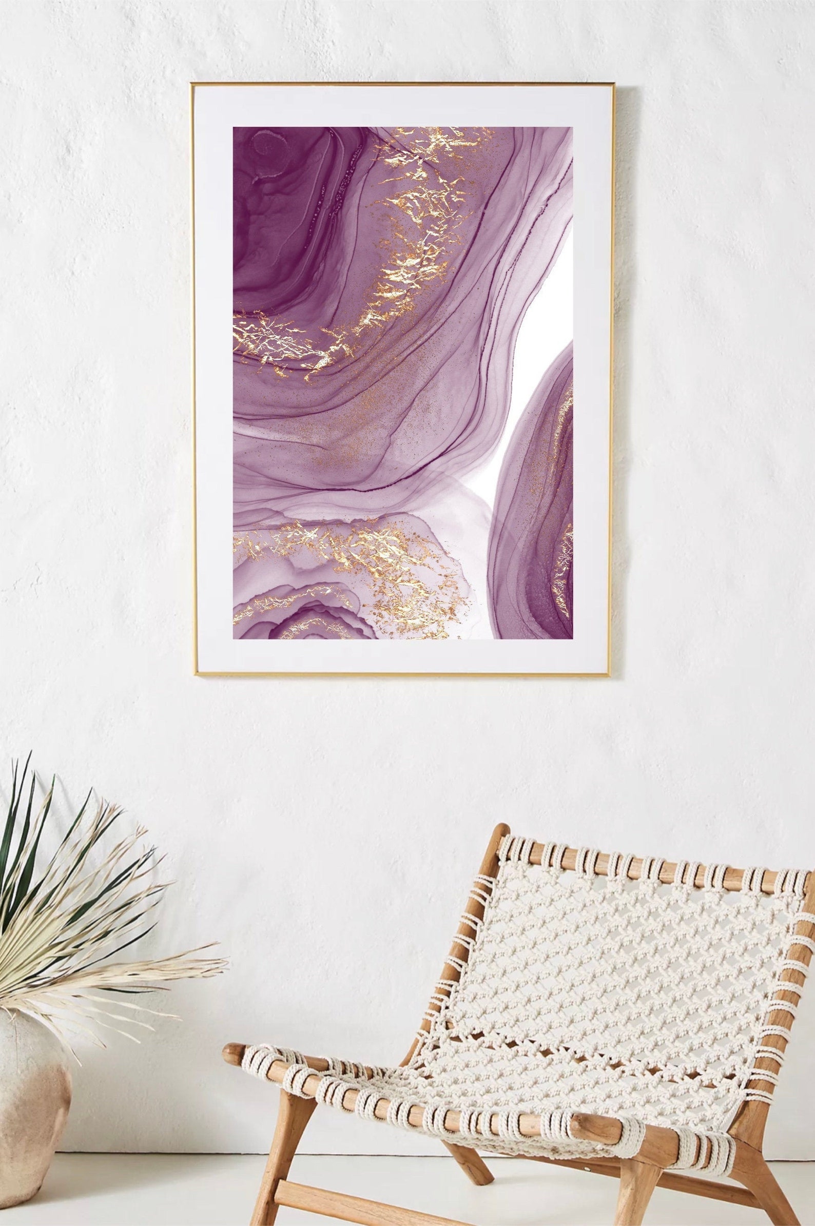 Abstract Wall Art Purple and Gold Art Printable Wall Art Etsy