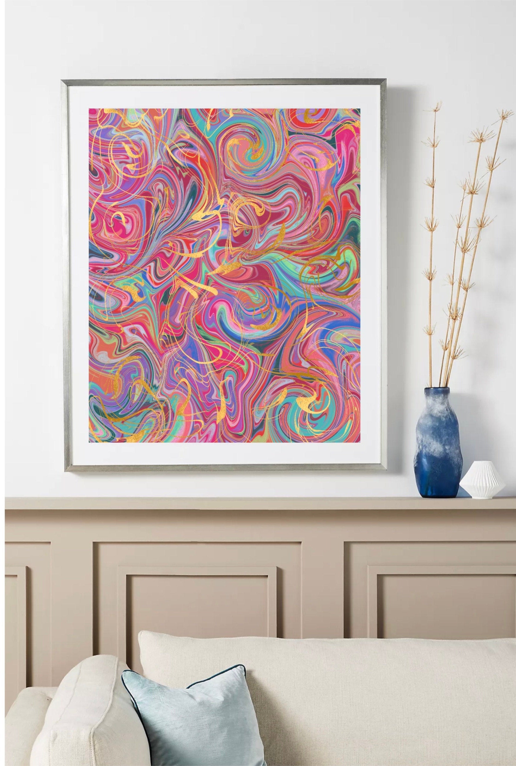 Beyond Rainbow Art Colorful Art With Gold Design Printable - Etsy