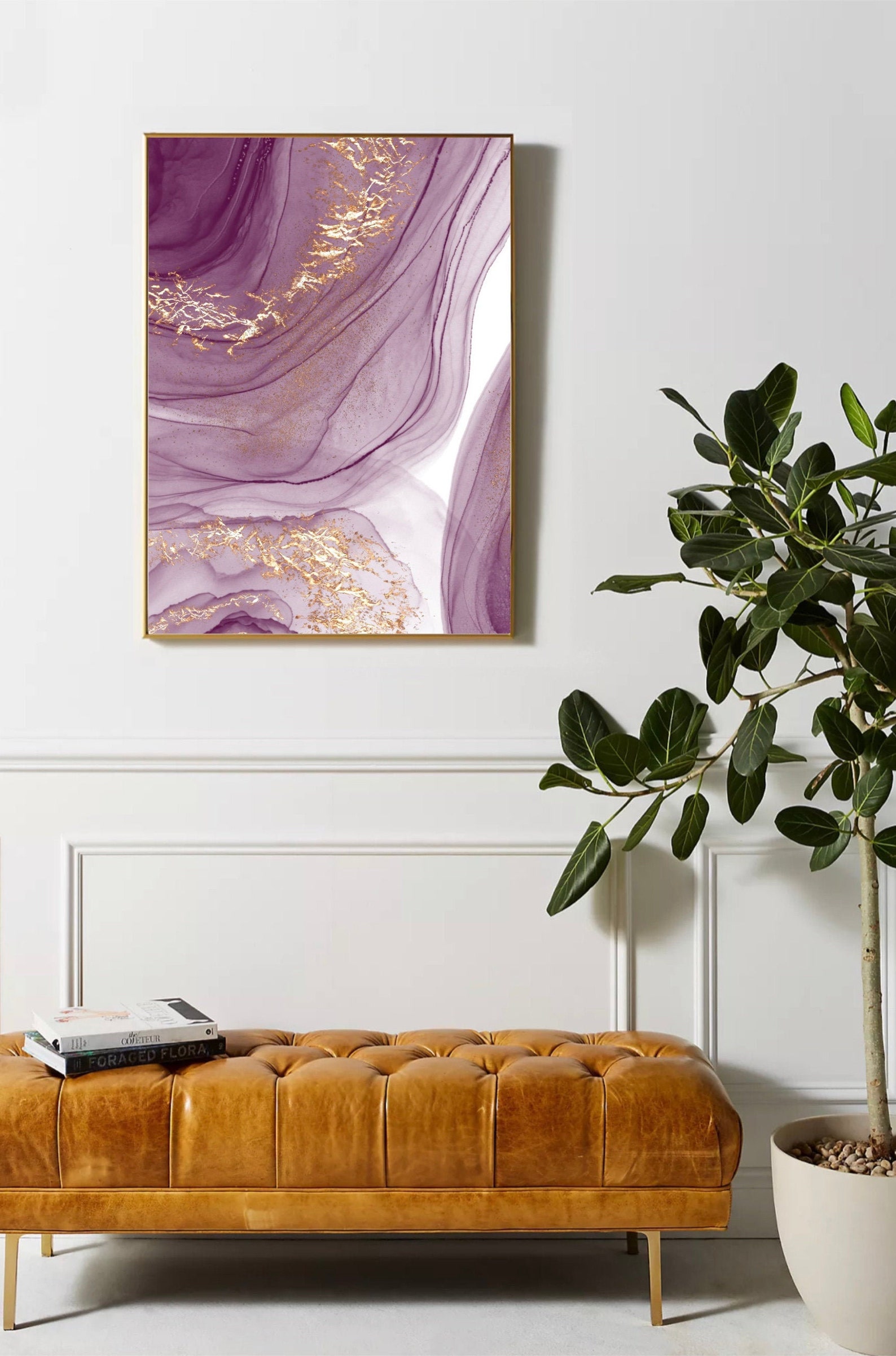 Abstract Wall Art Purple and Gold Art Printable Wall Art Etsy