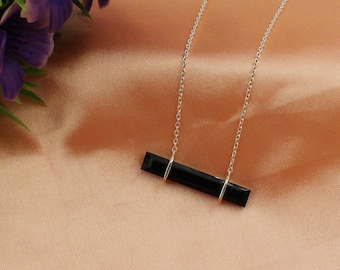 black onyx bar necklace