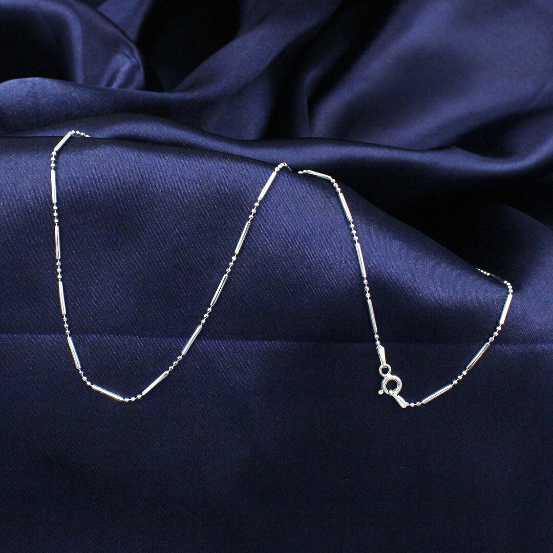 Ball & Rod Italian Chain Necklace-925 Sterling Silver Necklace-dainty ...