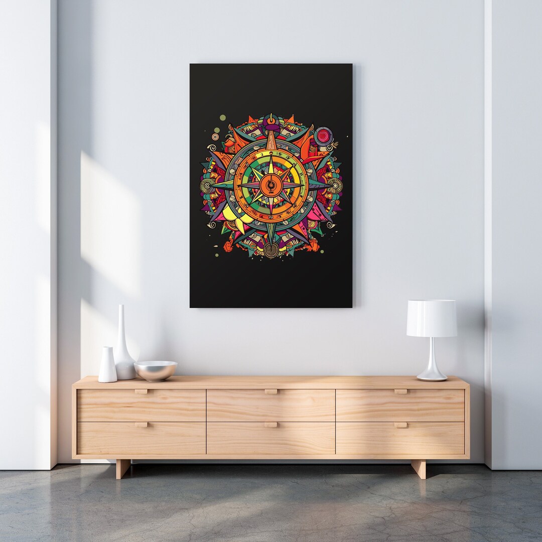 Mystical Psychedelic Ancient Compass Satin Poster - Visionary ...