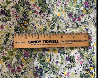 Monet Inspired Floral Cotton Lawn Fabric Sold by the Half Yard