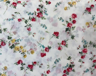 Liberty of London Tana Lawn Fabric – Elizabeth Pink Yellow Roses Floral Cotton (1/2 Yard)